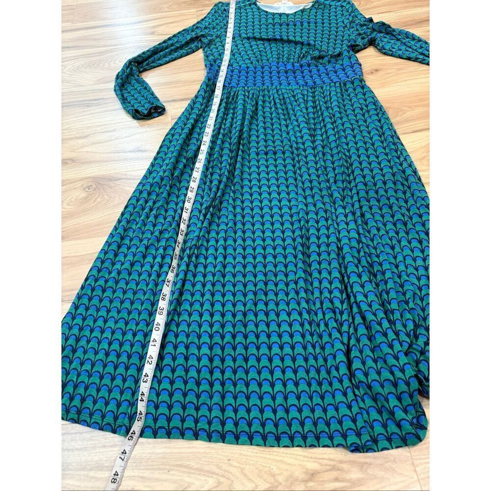 Boden Thea Long Sleeve Midi Dress green blue navy geometric print size 8R - Picture 9 of 9
